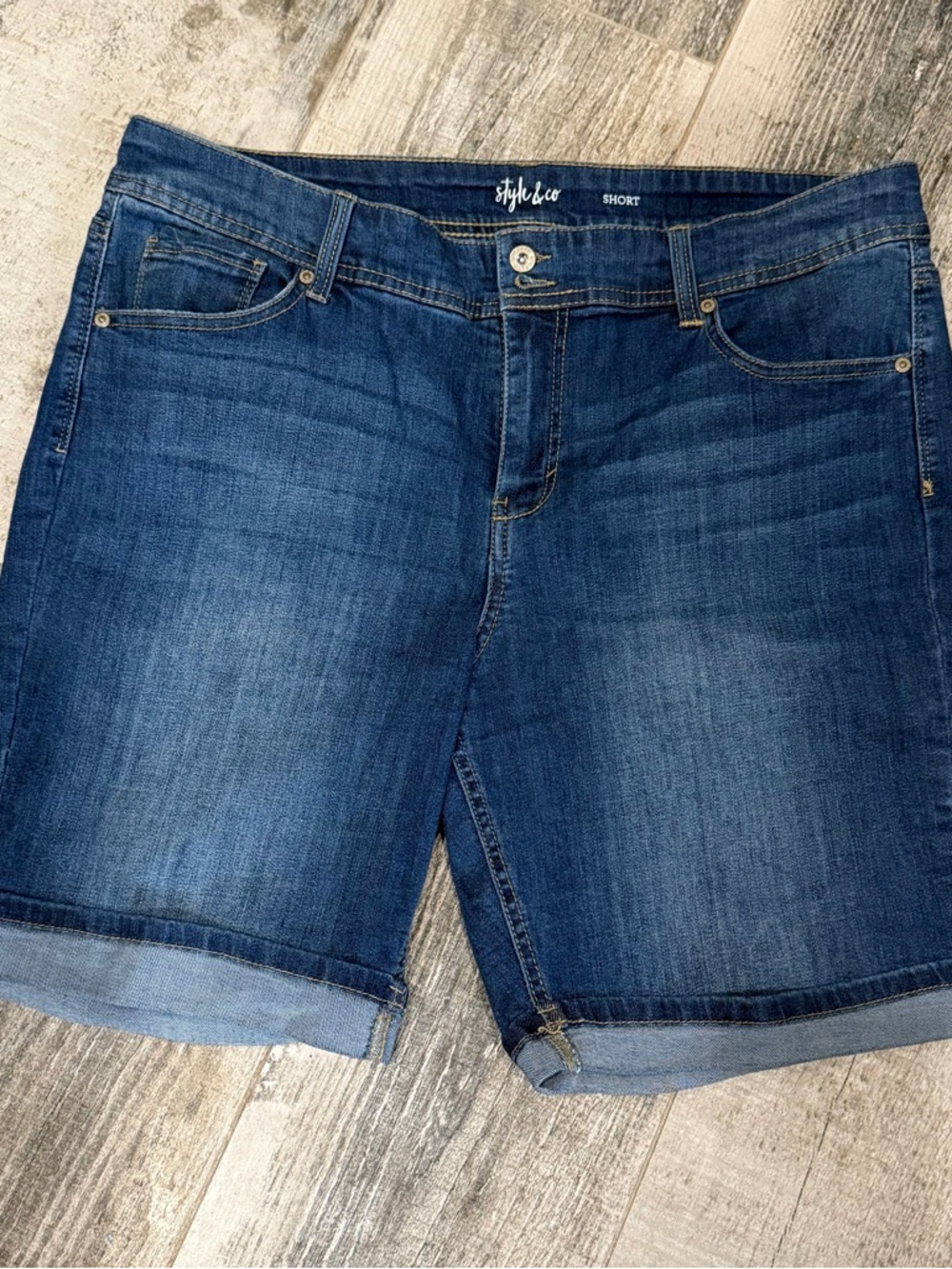 Style & Co. Blue Rolled-Hem Denim Shorts (SKU 5033)
